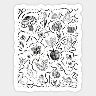 Summer Garden Doodle (Yellow Background) Sticker